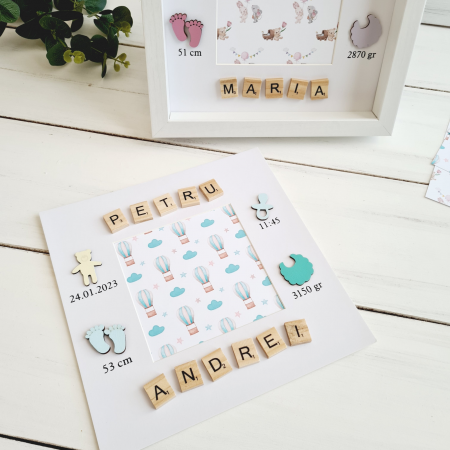 Scrabble Baby Name - Rama foto detalii nastere si nume format din piese scrabble [3]