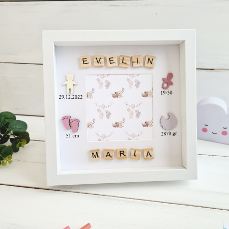 Scrabble Baby Name - Rama foto detalii nastere si nume format din piese scrabble [2]