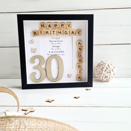 Scrabble Happy Birthday - Rama foto personalizata Zi de Nastere [1]