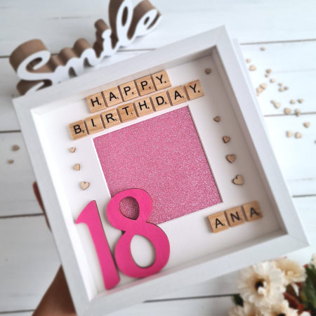 Scrabble Happy Birthday - Rama foto personalizata Zi de Nastere [5]