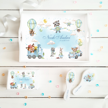 Aniversare 1An - Set aniversare 1 An personalizat - Boys World - Tava mot si accesorii