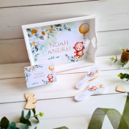 Aniversare 1An - Ursulet visator - Set Aniversare 1 An personalizat - Set Tava mot