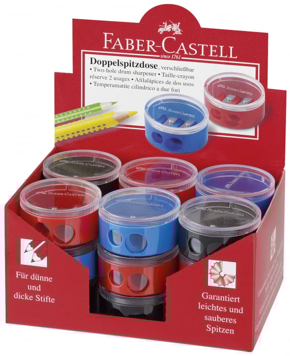 ASCUTITOARE PLASTIC DUBLA CU CONTAINER TWIST OFF ROSIE/ALBASTRA [2]