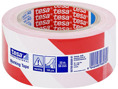 BANDA ADEZIVA MARCARE ROSU/ALB 33M 50MM TESA [3]