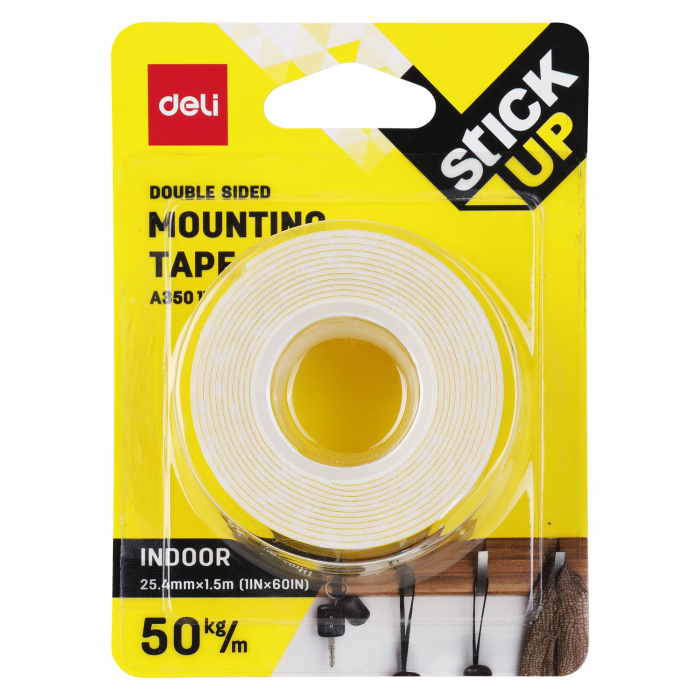 BANDA DUBLU ADEZIVA ALBA 1.5M*25.4MM DELI [3]