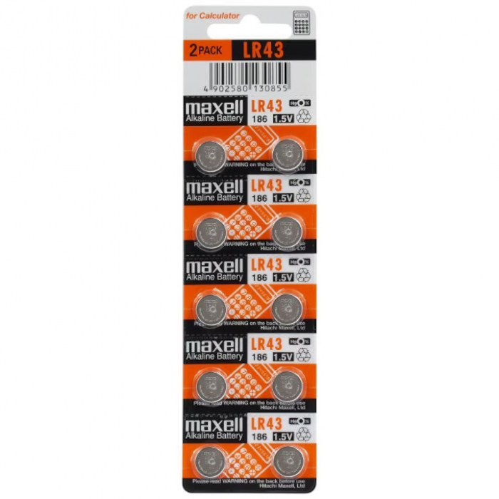 BATERII 186 LR43 AG12 1,5V (5X2) 10 BUC/BLISTER MAXELL [1]
