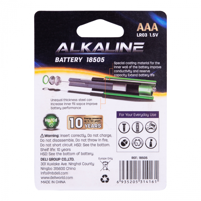 BATERII R3(AAA) ALCALINE 4 BUC/SET DELI [2]