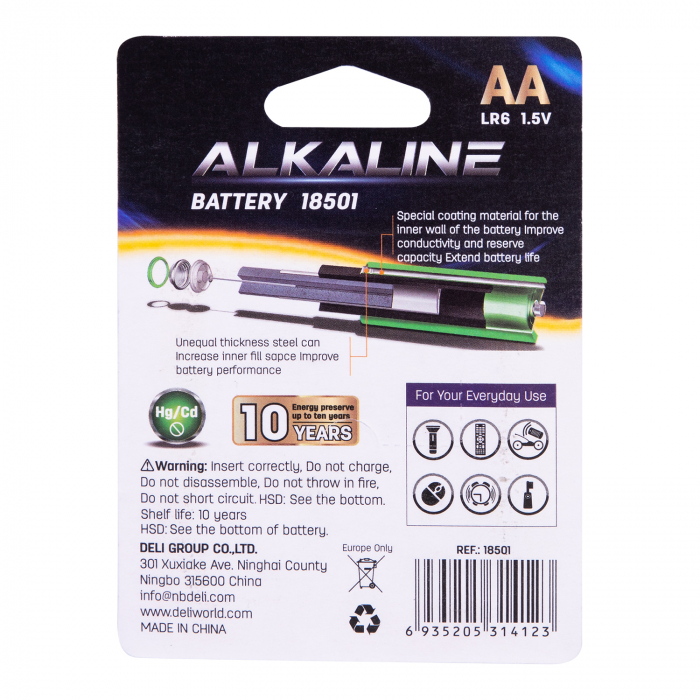 BATERII R6(AA) ALCALINE 4 BUC/SET DELI [2]