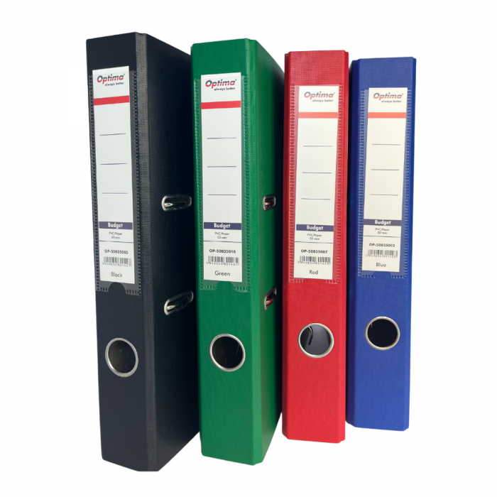 Biblioraft A4, plastifiat PP/paper, margine metalica, 75 mm, neasamblat, Optima Budget [10]