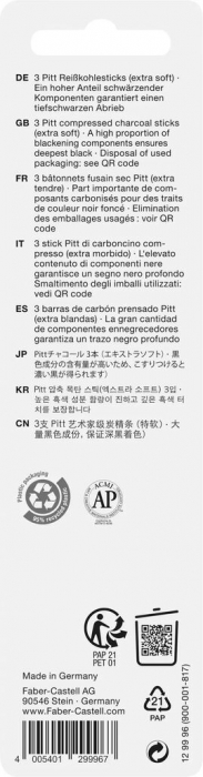 BLISTER 3 BUC CARBUNE PRESAT PITT MONOCHROME EXTRA-SOFT FABER-CASTELL [2]
