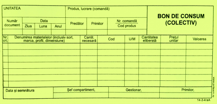 Bon consum 1/3 A4, autocopiativ , 2 ex.(2 x 50 seturi) - personalizat [2]