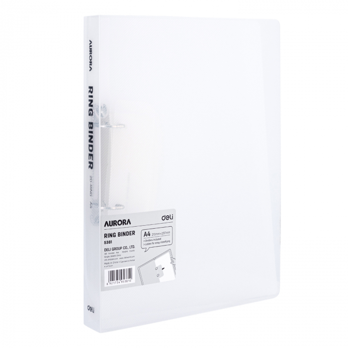 CAIET MECANIC A4 2 INELE 15MM/20MM COPERTA FLEXIBILA ALB TRANSLUCID DELI [1]