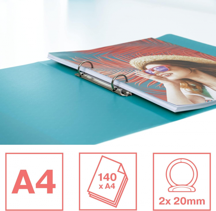 CAIET MECANIC A4 2 INELE 25MM/32MM COPERTA FLEXIBILA ALBASTRU COLOUR'BREEZE ESSELTE [2]
