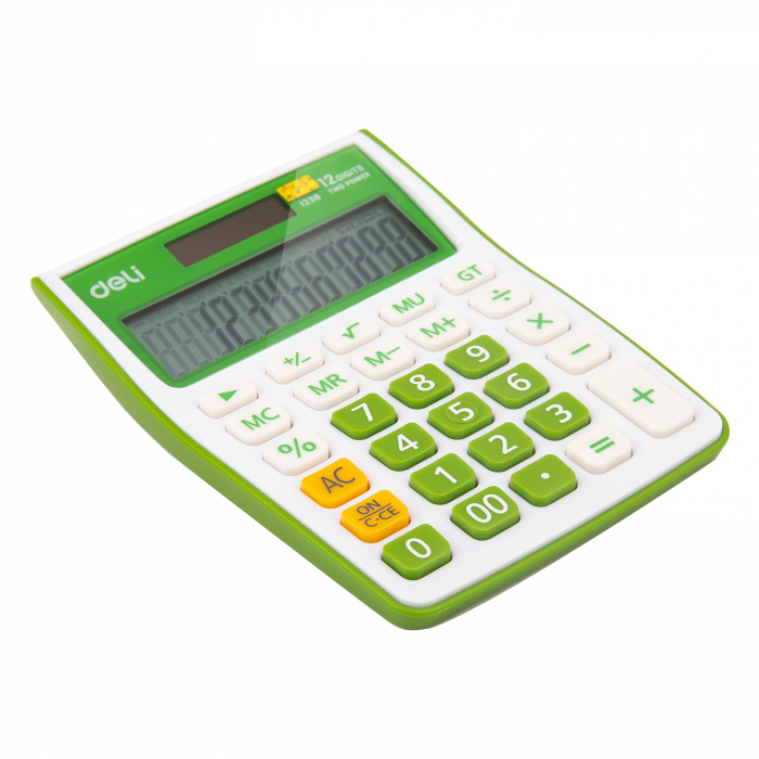 CALCULATOR BIROU 12DIG ALB-VERDE 1238 DELI [3]