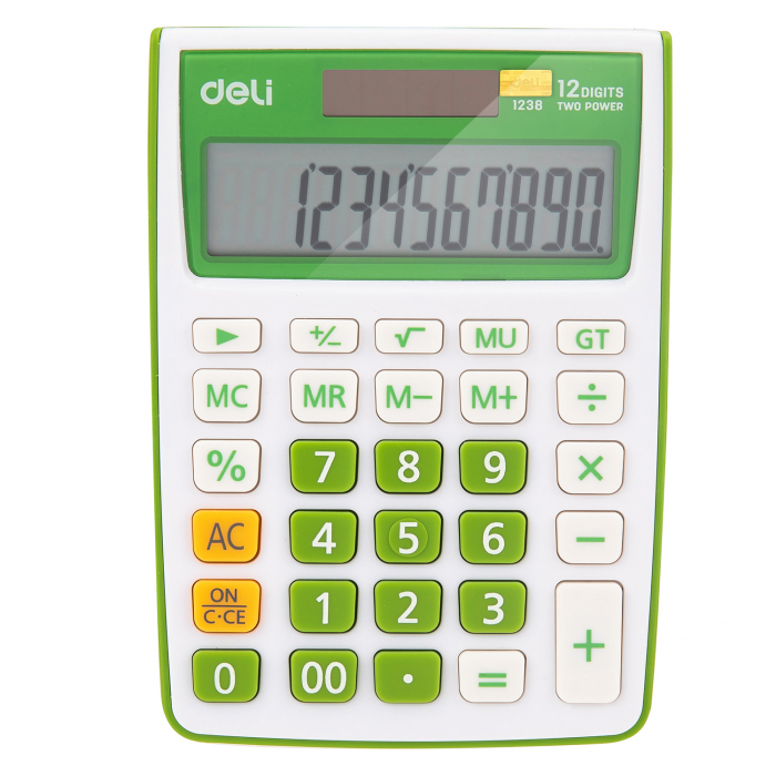 CALCULATOR BIROU 12DIG ALB-VERDE 1238 DELI [1]