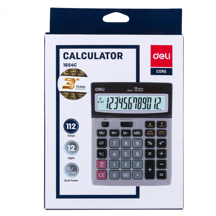 CALCULATOR BIROU 12DIG METAL 1654C DELI [3]