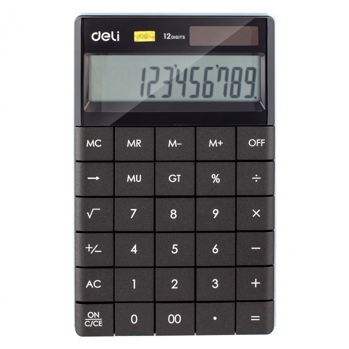 CALCULATOR BIROU 12DIG MODERN NEGRU DELI [1]