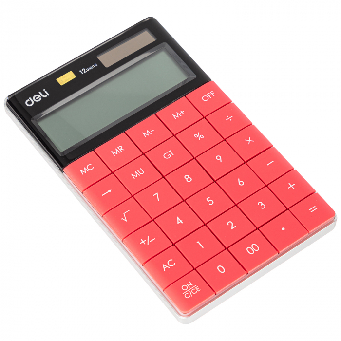 CALCULATOR BIROU 12DIG MODERN ROSU DELI [2]