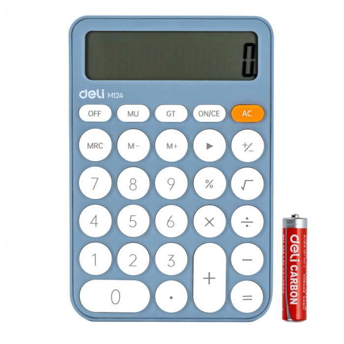 CALCULATOR BIROU 12DIG PLASTIC FASHION EM124 BLEU DELI [1]