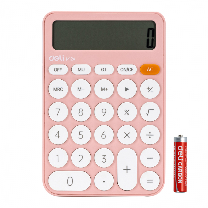 CALCULATOR BIROU 12DIG PLASTIC FASHION EM124 ROZ DELI [1]