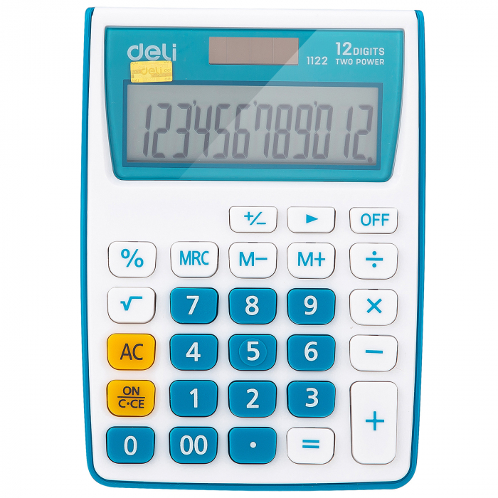 CALCULATOR BUZUNAR 12DIG ALB-ALBASTRU 1122 DELI [1]