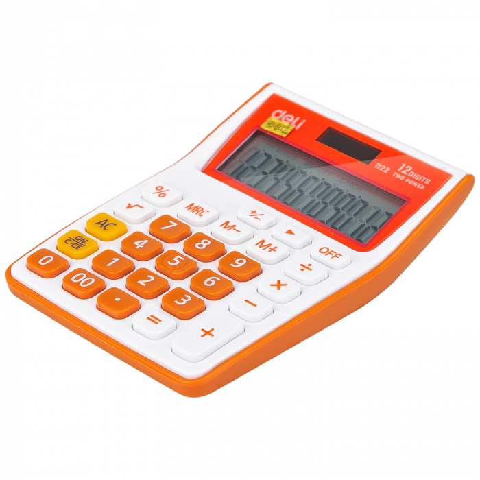 CALCULATOR BUZUNAR 12DIG ALB-PORTOCALIU 1122 DELI [3]