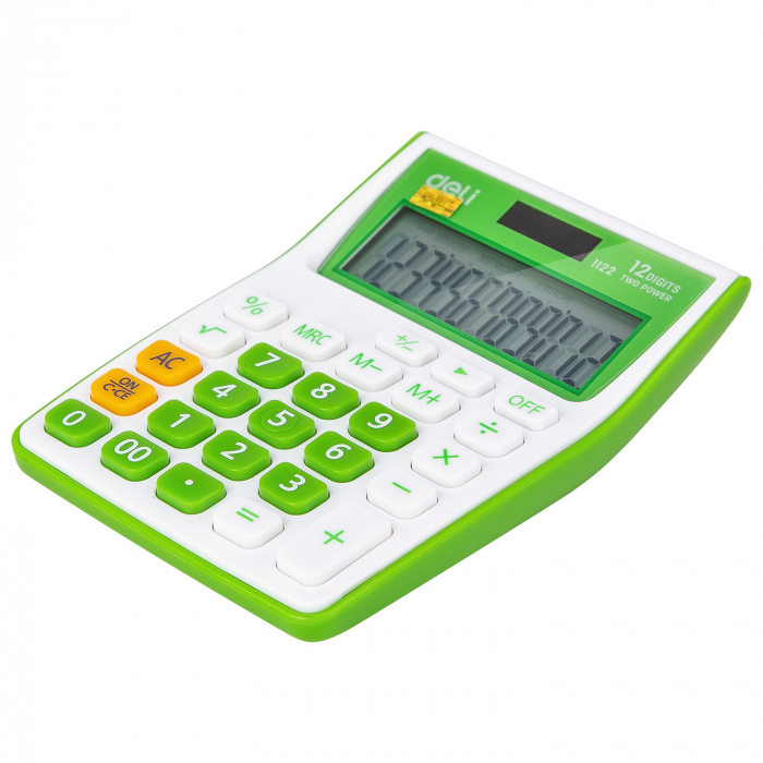 CALCULATOR BUZUNAR 12DIG ALB-VERDE 1122 DELI [3]