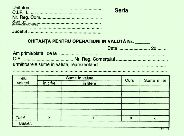 Chitantier pentru operatiuni in valuta, autocopiativ, A6 , 3 ex.(3 x 50 seturi) [3]