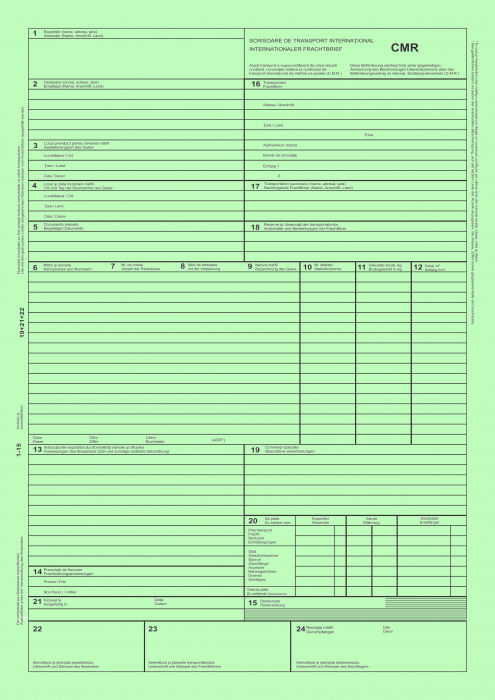 CMR  autocopiativ A4 - Scrisoare de transport international  , 3 ex.(3 x 50 seturi) [3]