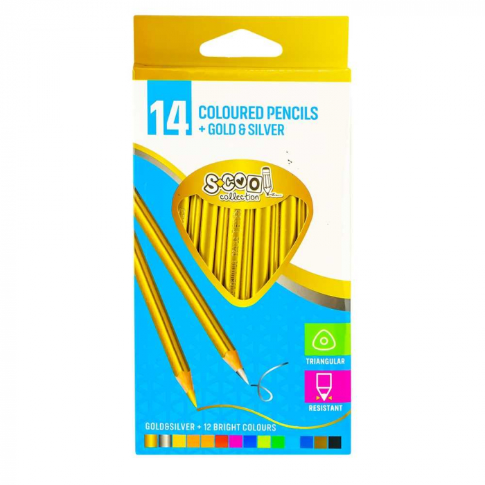 Creioane Color,Auriu,Argintiu, 14 Culori/Set - S-COOL [3]