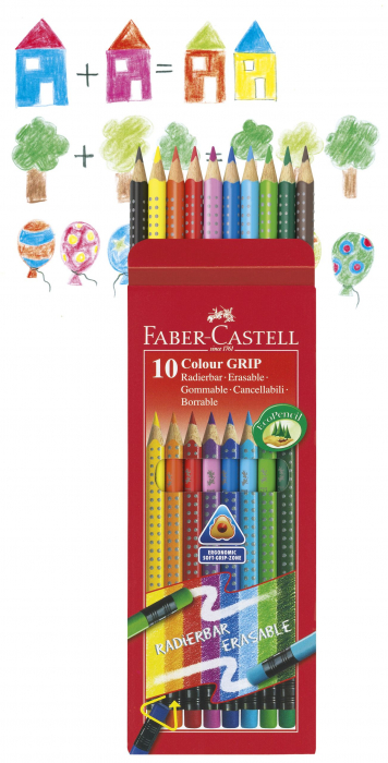 CREIOANE COLORATE 10 CULORI CU GUMA GRIP 2001 FABER-CASTELL [3]