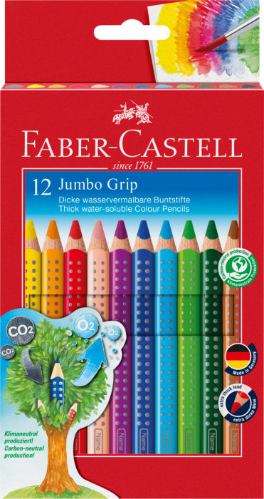 CREIOANE COLORATE 12 CULORI + ASCUTITOARE JUMBO GRIP FABER-CASTE [1]