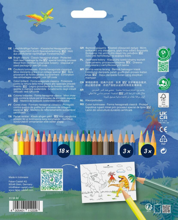 CREIOANE COLORATE 18+6 CULORI DINOZAURI FABER-CASTELL [2]
