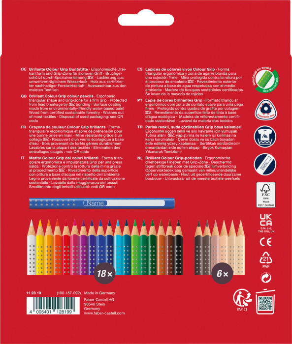 CREIOANE COLORATE 18+6 CULORI + TONURILE PIELII GRIP 2001 FABER-CASTELL [3]