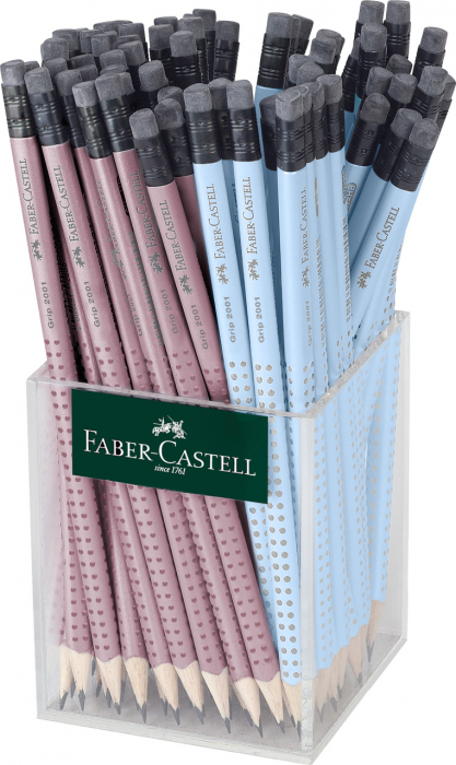 CREION GRAFIT HB CU GUMA GRIP 2001 CUTIE PLASTIC 72 BUC ROSE-SKY BLUE FABER-CASTELL [1]