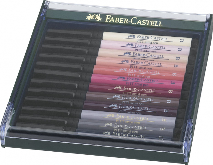 CUTIE 12 CULORI PITT ARTIST PEN TONURILE PIELII FABER-CASTELL [1]