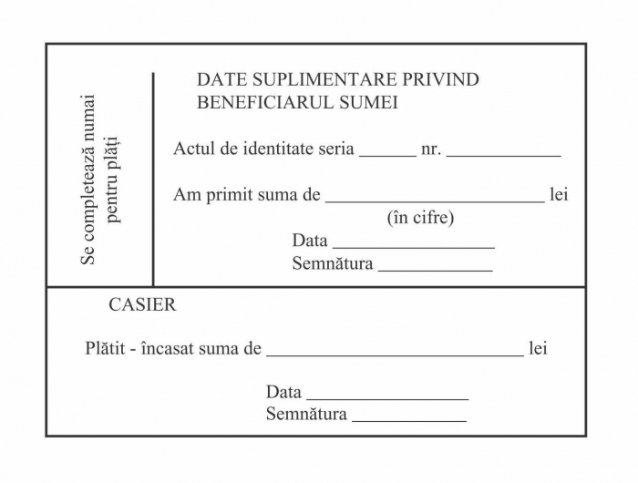 Dispozitie de plata catre casierie, A6 - fata/verso [2]