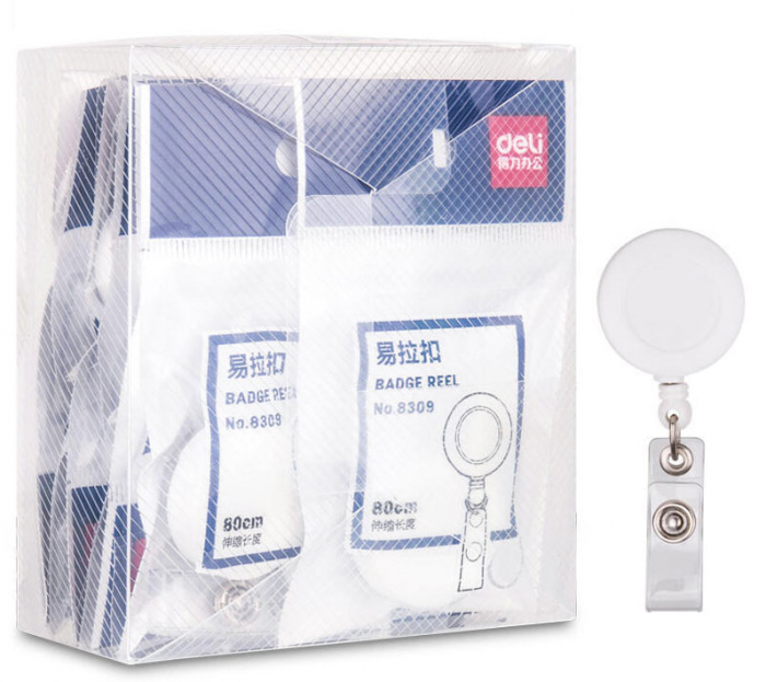 DISPOZITIV CU SNUR RETRACTABIL SET 12 BUCATI 80 CM ALB DELI [2]