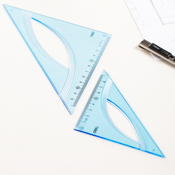 ECHER 12CM 45GRADE ALBASTRU TRANSPARENT DELI [5]