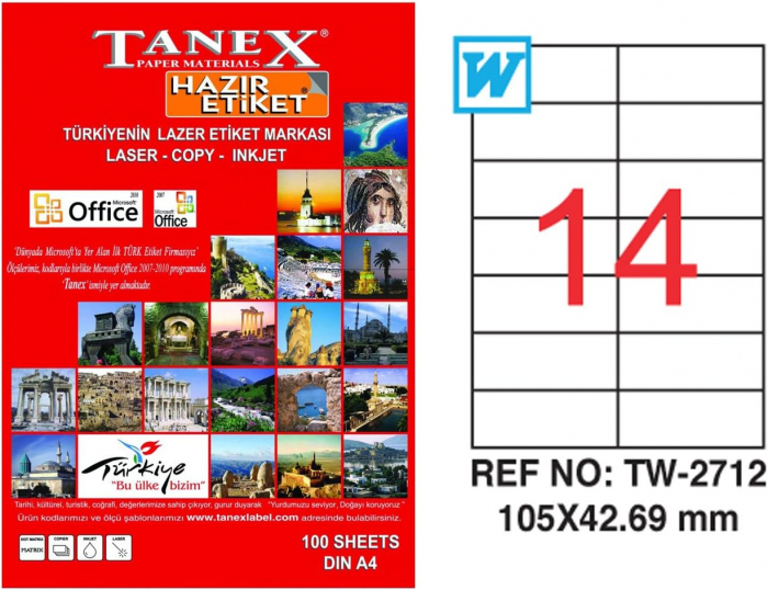 ETICHETE 14/A4 105*42.69MM COLTURI DREPTE 100/TOP TANEX [2]