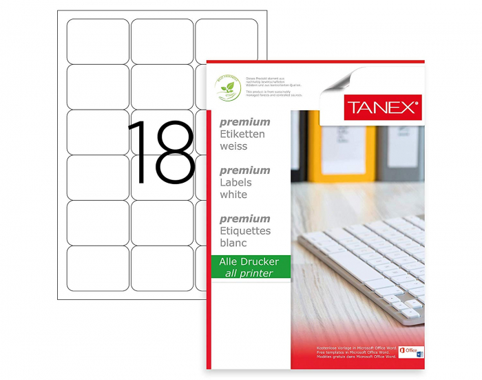 ETICHETE 18/A4 63.5*46.6MM COLTURI ROTUNDE 100/TOP TANEX [1]