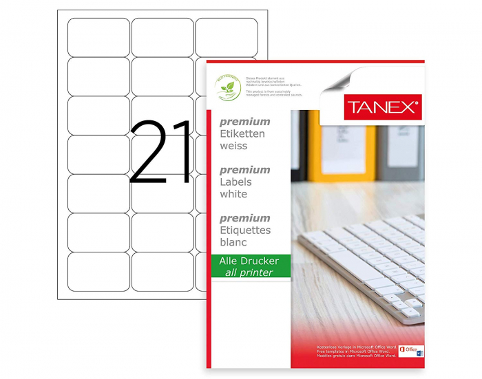 ETICHETE 21/A4 63.5*38.1MM COLTURI ROTUNDE 100/TOP TANEX [1]