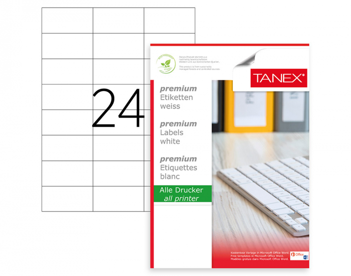 ETICHETE 24/A4 70*37.125MM COLTURI DREPTE 100/TOP TANEX [1]