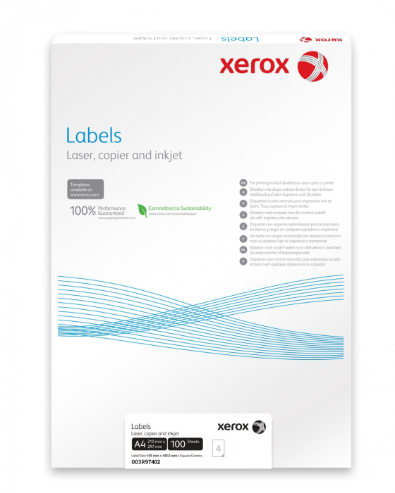 ETICHETE 4/A4 105*148.5MM COLTURI DREPTE 100/TOP XEROX [2]