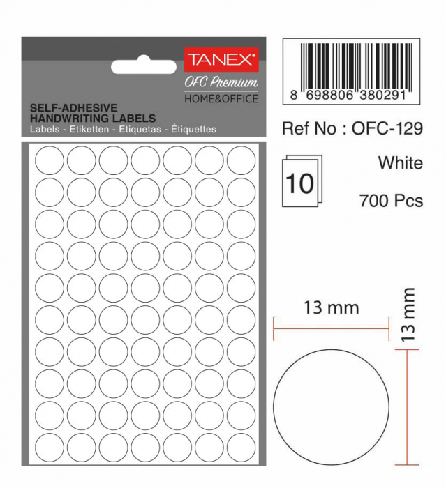 ETICHETE ROTUNDE 13MM ALBE 700/TIPLA TANEX [2]