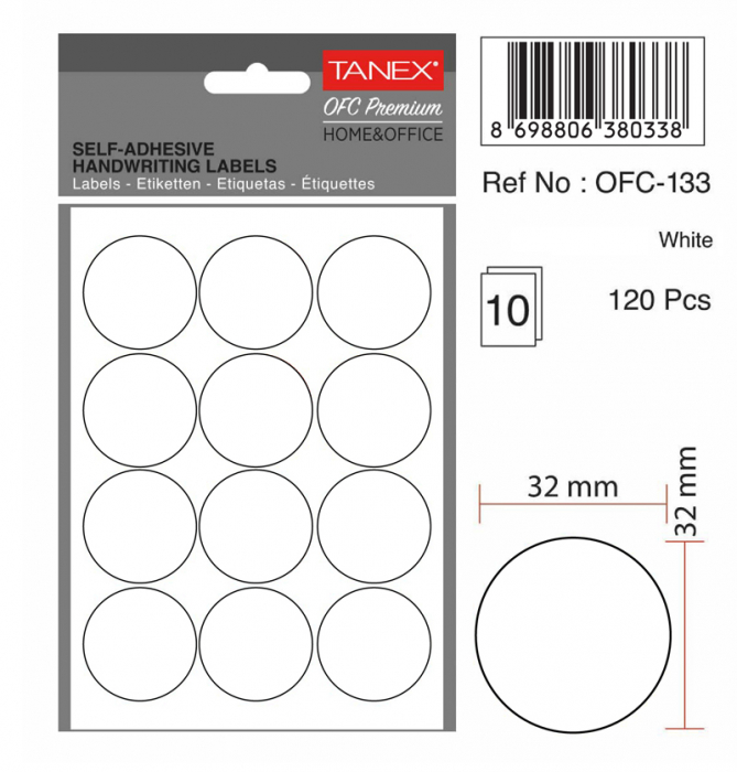 ETICHETE ROTUNDE 32MM ALBE 120/TIPLA TANEX [2]
