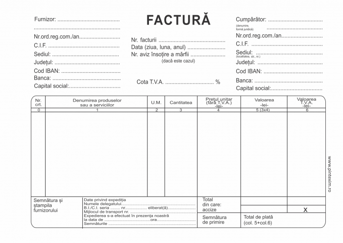 Facturier autocopiativ cu TVA, A5 , 3 ex.(3 x 50 seturi) [1]