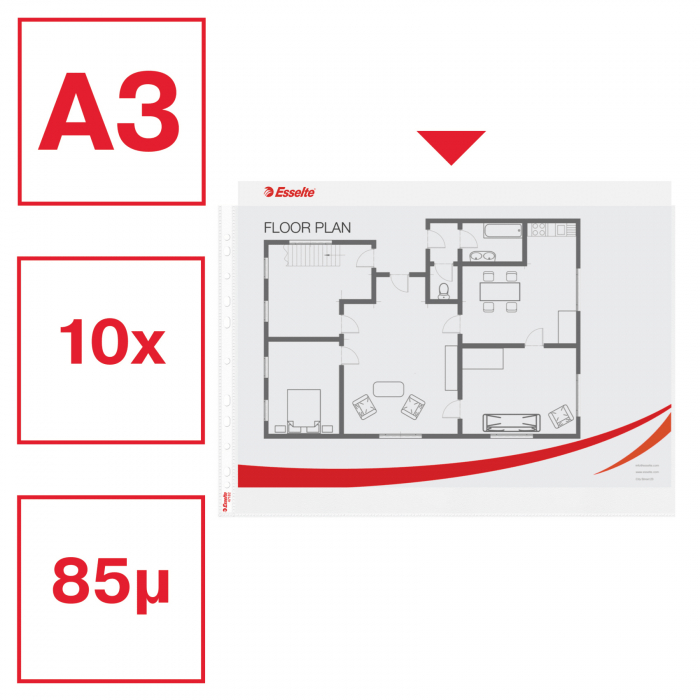 FOLIE PROTECTIE A3 10/SET 85 MICRONI ESSELTE [2]
