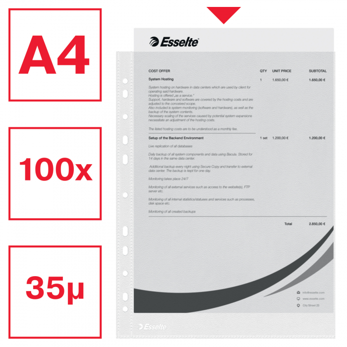 FOLIE PROTECTIE A4 38 MICRONI 100/SET ESSELTE [2]