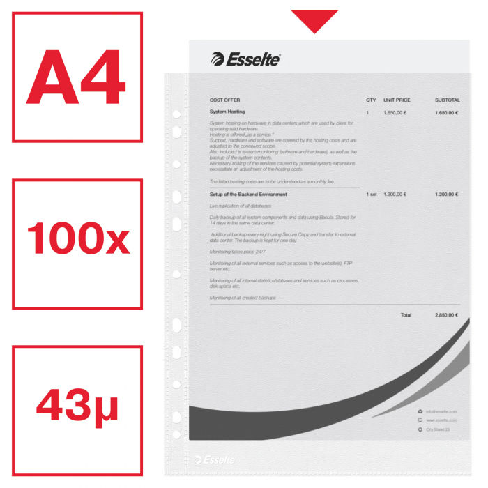 FOLIE PROTECTIE A4 43 MICRONI 100/SET ESSELTE [2]